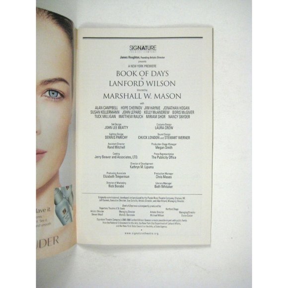 Book of Days Playbill 2002 Signature Theatre Hope Chernov Tuck Milligan Haynie - Picture 3 of 6